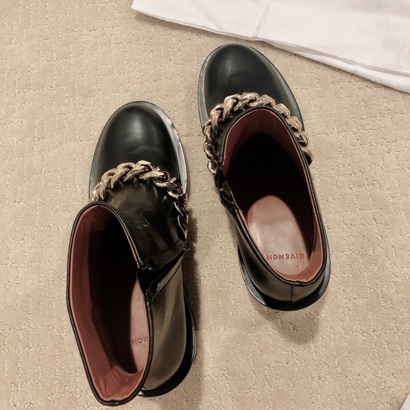 Givenchy Black Leather Chained Link Ankle Boot 38 - Picture 8 of 14